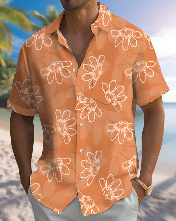 Alohadaddy® Hawaiian Floral Print Art Button Pocket Cardigan Men&