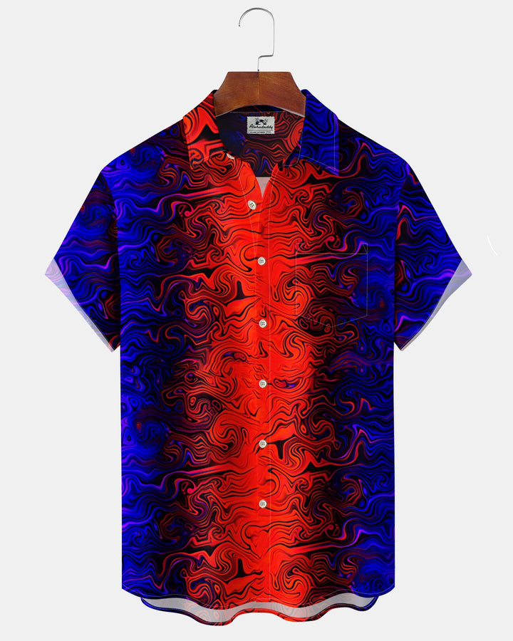 Alohadaddy® Casual Gradient Print Art Button Pocket Cardigan Men&