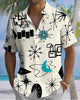 Alohadaddy® Men's Short-Sleeve Casual Cardigan Shirt Geometric Art Print, Button-Front with Pocket