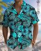 Alohadaddy® Men's Short-Sleeve Button-Down Shirt with Palm Leaf Print and Chest Pocket