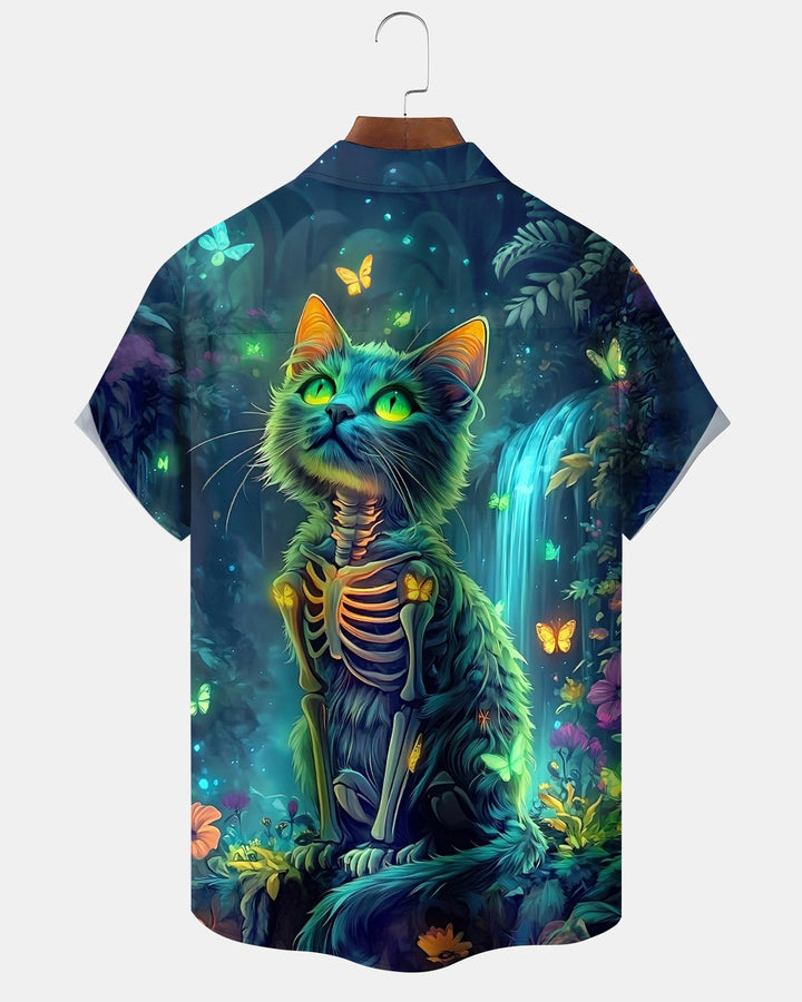 Alohadaddy® Holiday Halloween Graphic Print Button-Down Pocket Cardigan-Style Men&