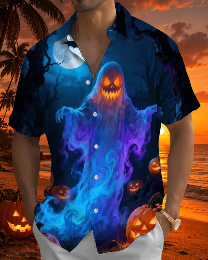 Alohadaddy® Holiday Halloween Graphic Print Button-Down Pocket Cardigan-Style Men&