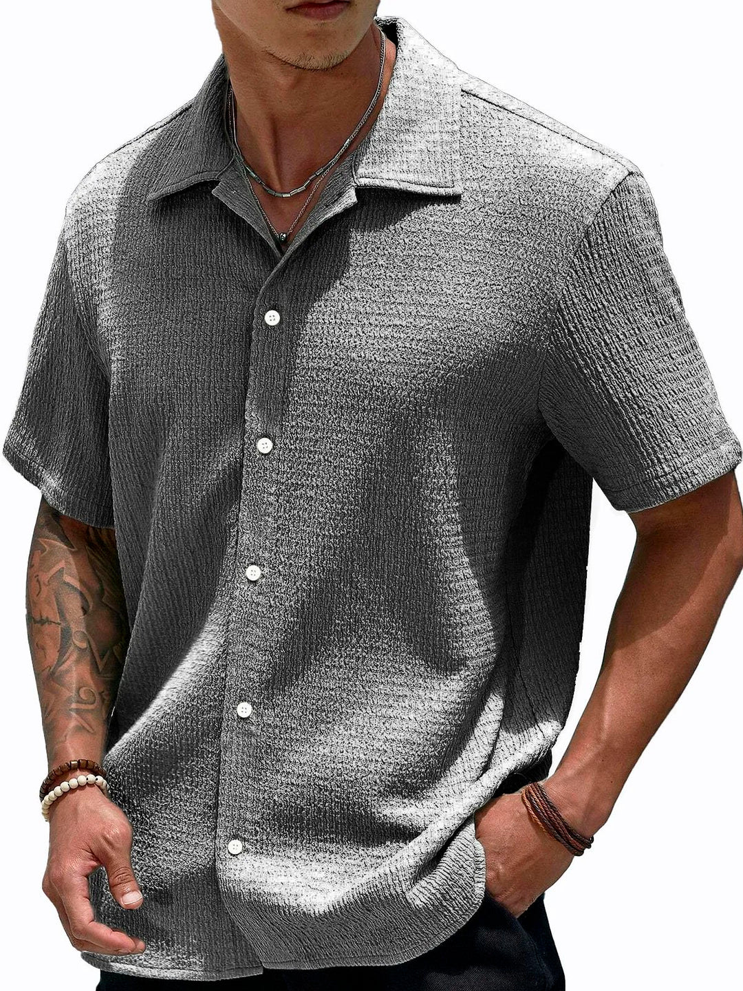 Alohadaddy Basic Casual Seersucker Men&