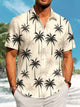 Alohadaddy Hawaiian Palm Trees Print Art Pocket Button Elastic Oversized Shirt