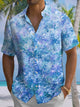 Alohadaddy Hawaiian Flowers Gradient Print Art Button Cardigan Pockets Breathable Soft Long Large Size Short Sleeve Shirt