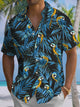 Alohadaddy® Parrot Art Print Chest Pocket Cardigan Large Size Long Hawaiian Short Sleeve Shirt