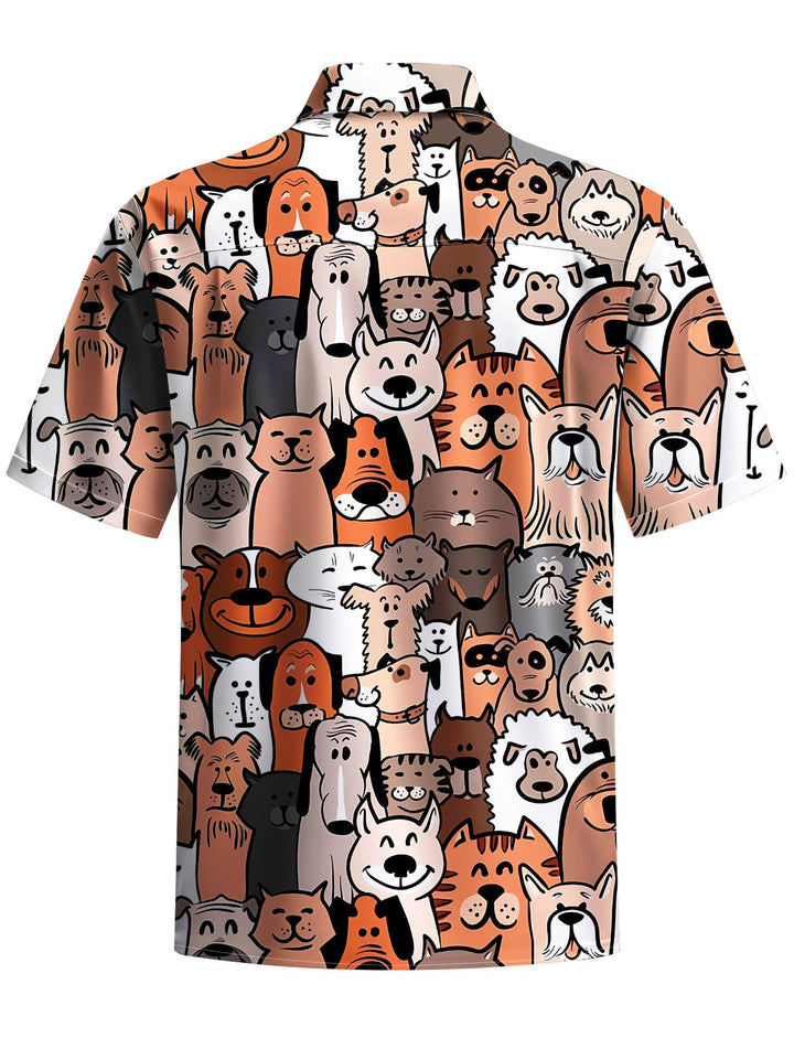 Alohadaddy® Casual Funny Dog Print Chest Pocket Men&