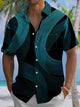 Alohadaddy® Casual Geometric Seaside Print Chest Pocket Men's Short Sleeve Shirt Big & Tall