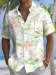 Alohadaddy® Hawaii Flamingo Coconut Tree Print Chest Pocket Men Short Sleeve Shirt Big & Tall