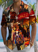Alohadaddy® Vintage Jazz Bar Print Art Chest Pocket Men's Short Sleeve Shirt Big & Tall