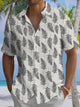 Alohadaddy® Casual Leaves Art Print Chest Pocket Moisture Wicking Men's Short Sleeve Shirt Big & Tall