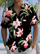 Alohadaddy® Casual Floral Art Print Moisture Wicking Chest Pocket Mens Short Sleeve Shirt Big & Tall