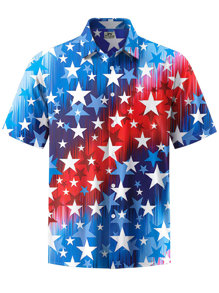 Alohadaddy® Holiday American Flag Day Print Art Chest Pocket Mens Short Sleeve Shirts Big &amp; Tall