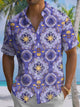 Alohadaddy® Vintage Ethnic Pattern Print Art Chest Pocket Men Short Sleeve Shirt Big & Tall