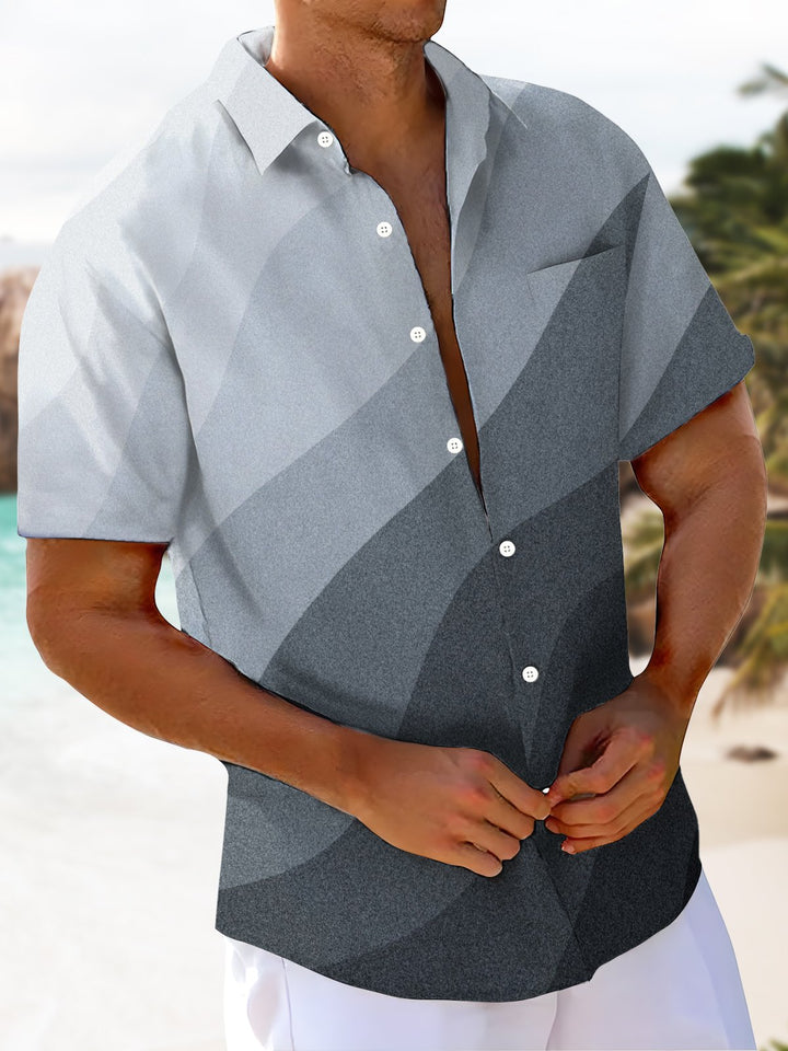 Alohadaddy® Casual Geometric Gradient Print Art Mens Moisture Wicking Short Sleeve Shirt Big &amp; Tall