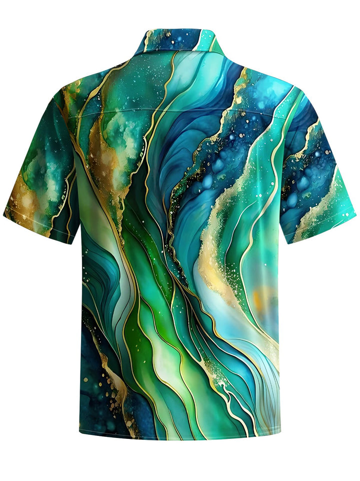 Alohadaddy® Casual Abstract Texture Art Print Chest Pocket Men&
