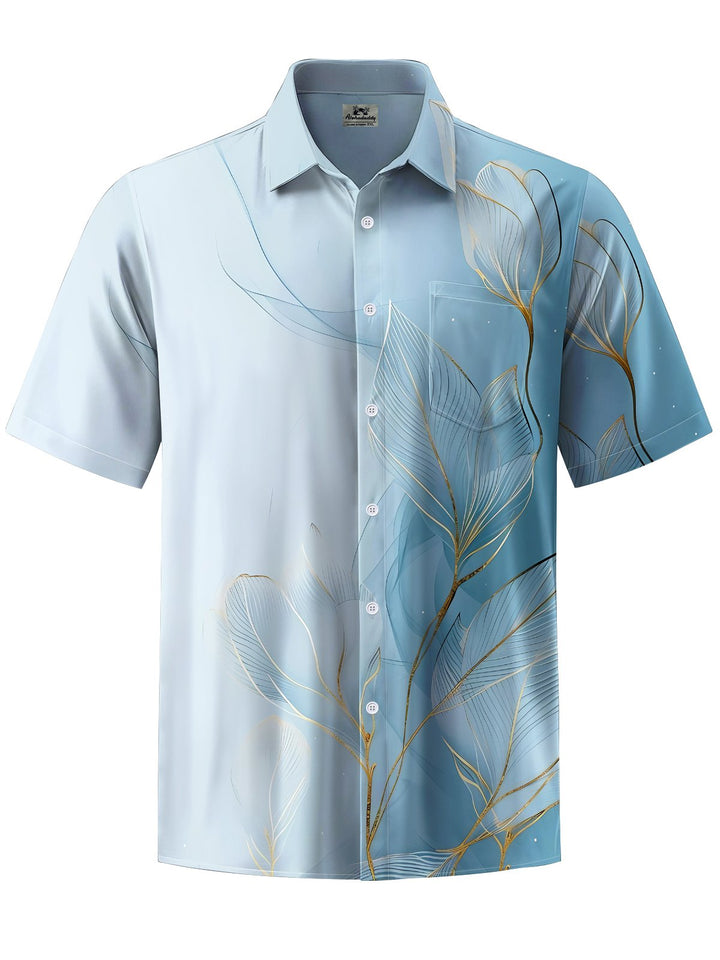 Alohadaddy® Hawaiian Leaves Gradient Botanical Art Print Chest Pocket Men&