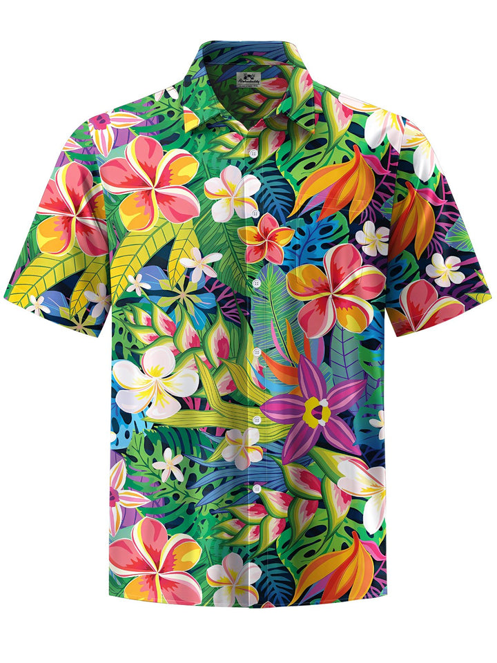 Alohadaddy® Hawaiian Floral Art Print Chest Pocket Men&
