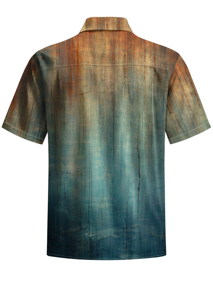 Alohadaddy® Vintage Ombre Art Print Chest Pocket Stretch Men&