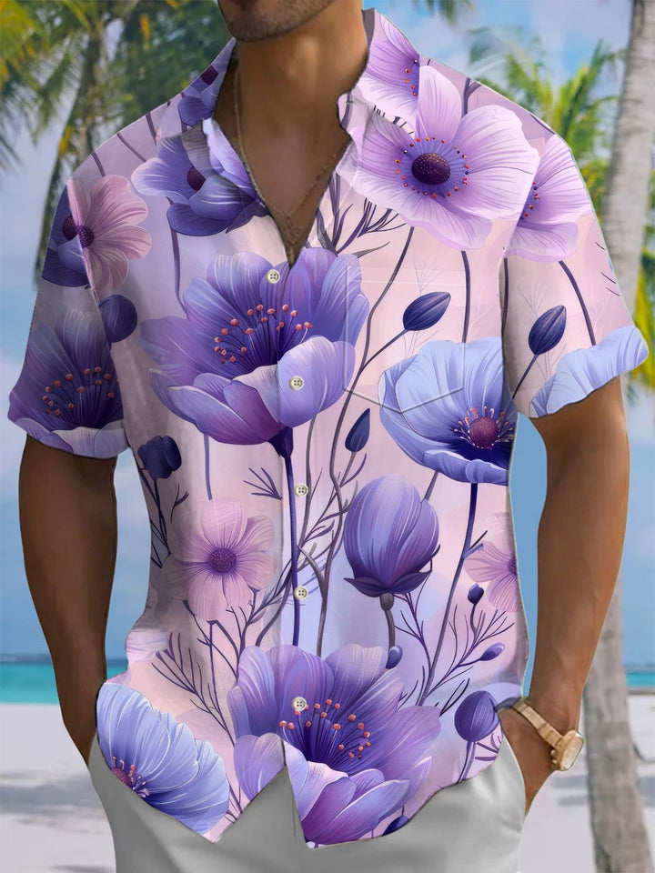 Alohadaddy® Hawaiian Flower Art Print Chest Pocket Men&