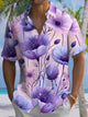 Alohadaddy® Hawaiian Flower Art Print Chest Pocket Men's Short Sleeve Stretch Shirt Big & Tall