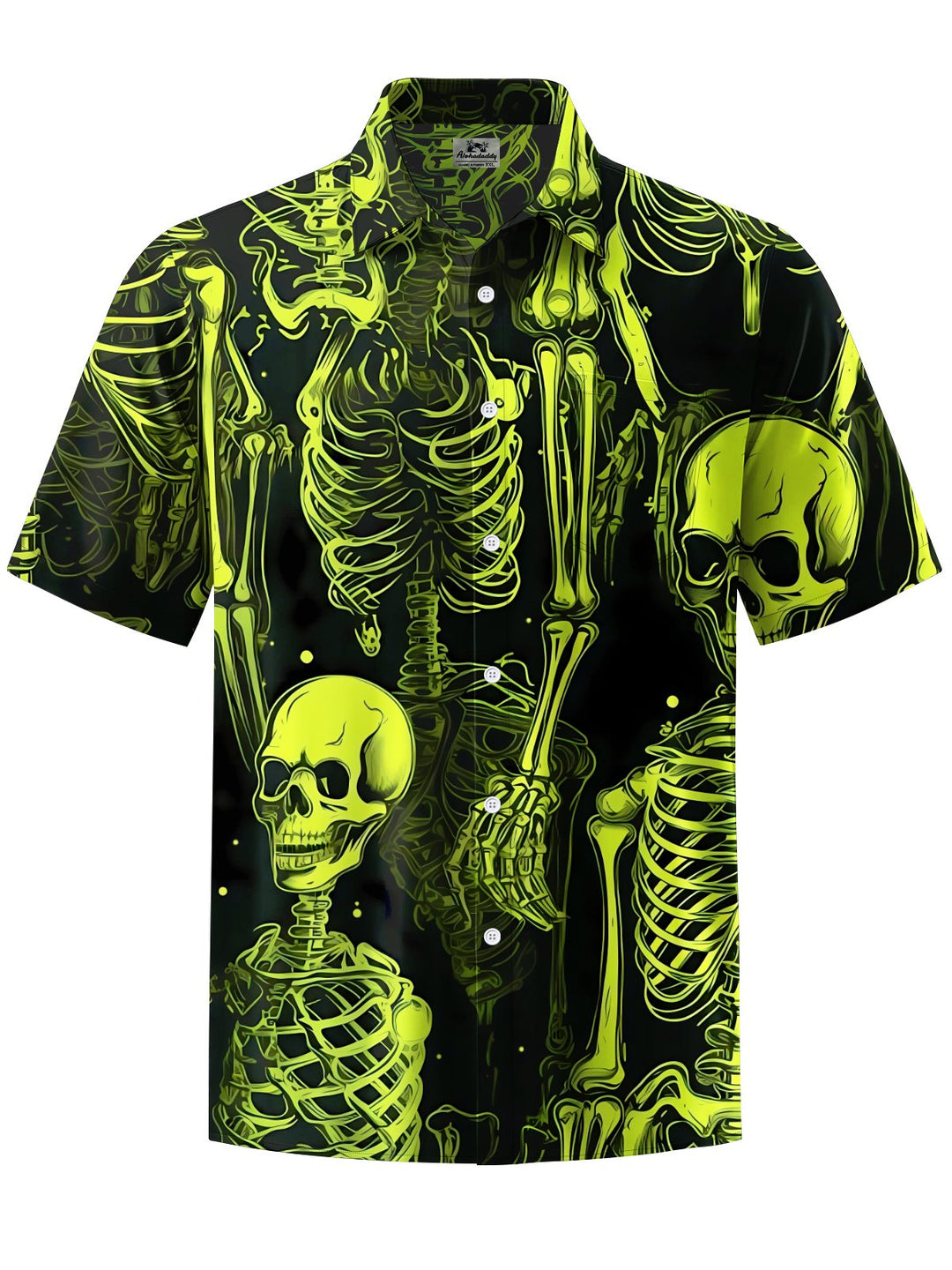 Alohadaddy® Retro Party Skull Art Print Chest Pocket Men&