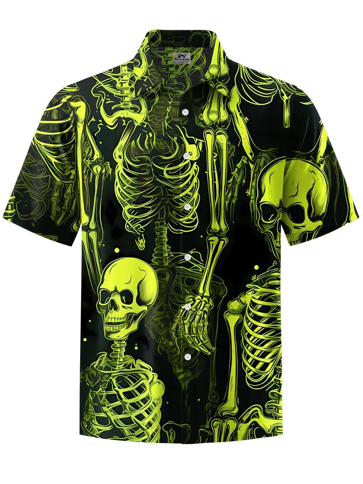 Alohadaddy® Retro Party Skull Art Print Chest Pocket Men&