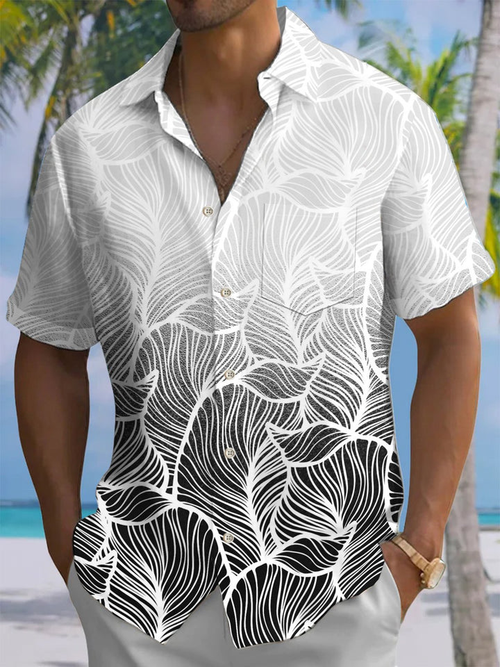 Alohadaddy® Casual Leaf Gradient Print Art Pockets Stretch Men&