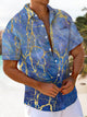 Alohadaddy® Casual Marble Art Print Stretch Men's Short Sleeve Shirt Big & Tall
