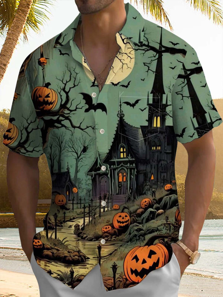 Alohadaddy® Halloween Castle Print Art Pocket Elastic Men&