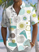 Alohadaddy® Casual Geometric Art Print Chest Pocket Stretch Men's Short Sleeve Shirt Big & Tall