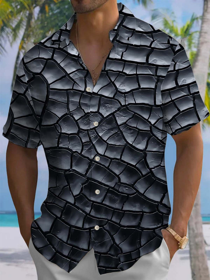 Alohadaddy® Casual Geometric Cracked Print Art Pocket Stretch Men&