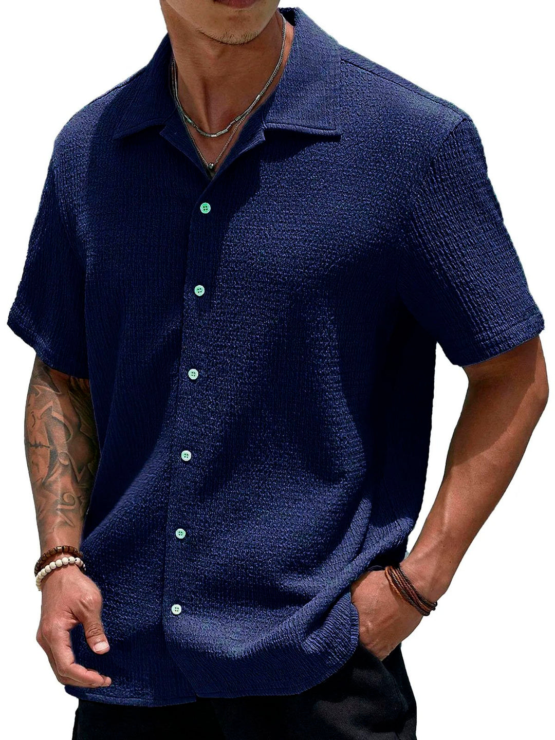 Alohadaddy Basic Casual Seersucker Men&