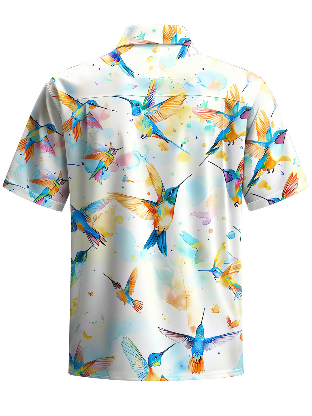 Alohadaddy® Hawaii Bird Art Print Chest Pocket Mens Short Sleeve Shirt Big &amp; Tall