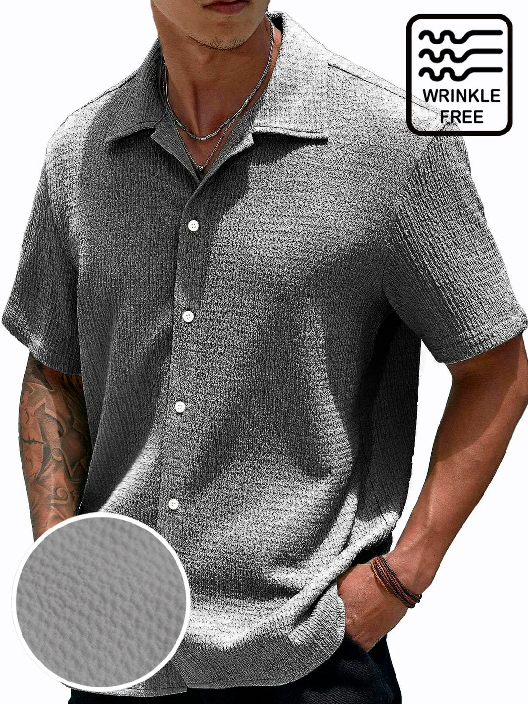 Alohadaddy Basic Casual Seersucker Men&