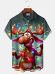 Alohadaddy® Christmas Holiday Reindeer Light Cartoon Men's Short-Sleeve Shirt