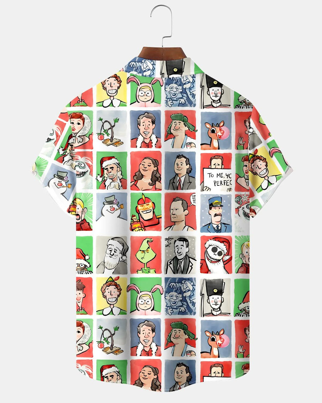 Alohadaddy® Christmas Fun Cartoon Movie Puzzle Pocket Short-Sleeve Shirt