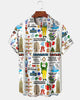 Alohadaddy® Christmas Cartoon Fun Print Men's Button Pocket Short Sleeve Shirt