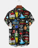 Alohadaddy® Christmas Humor Movie Print Men's Button Pocket Short Sleeve Shirt Big & Tall