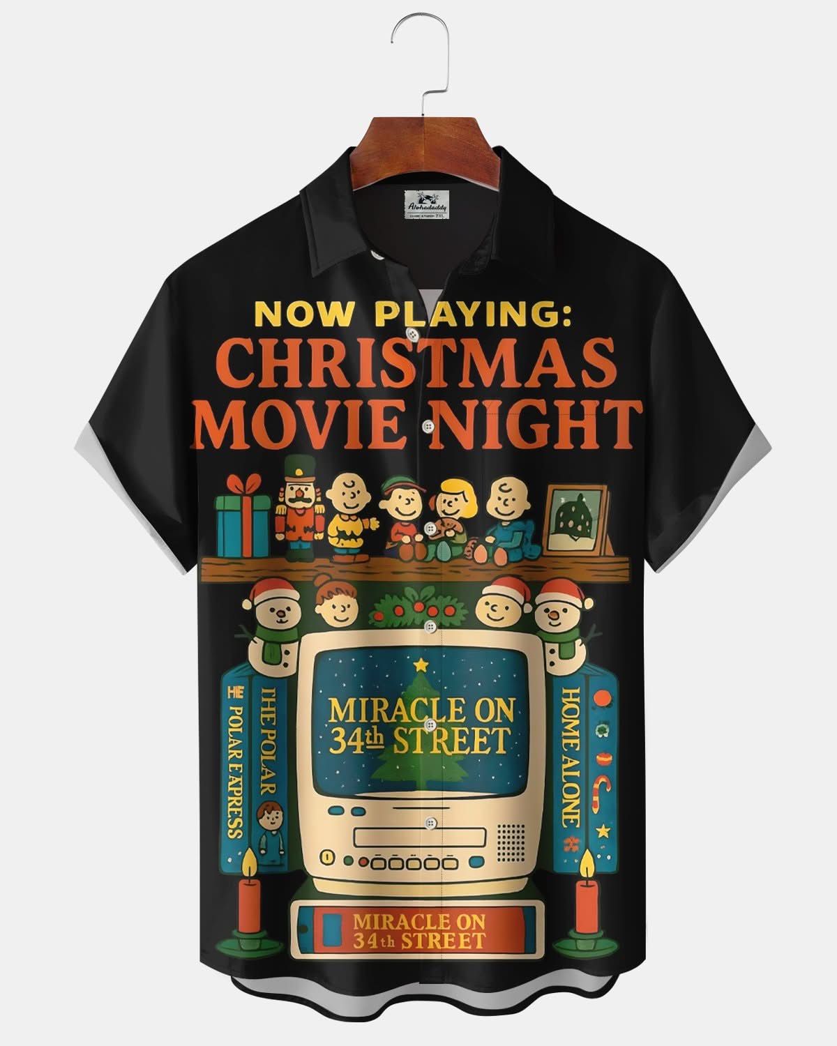 Alohadaddy® Holiday Cartoon Men's Christmas Casual Short-Sleeve Shirt