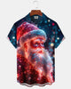 Alohadaddy® Holiday Christmas Santa Claus Lights Gradient Casual Short-Sleeve Shirt