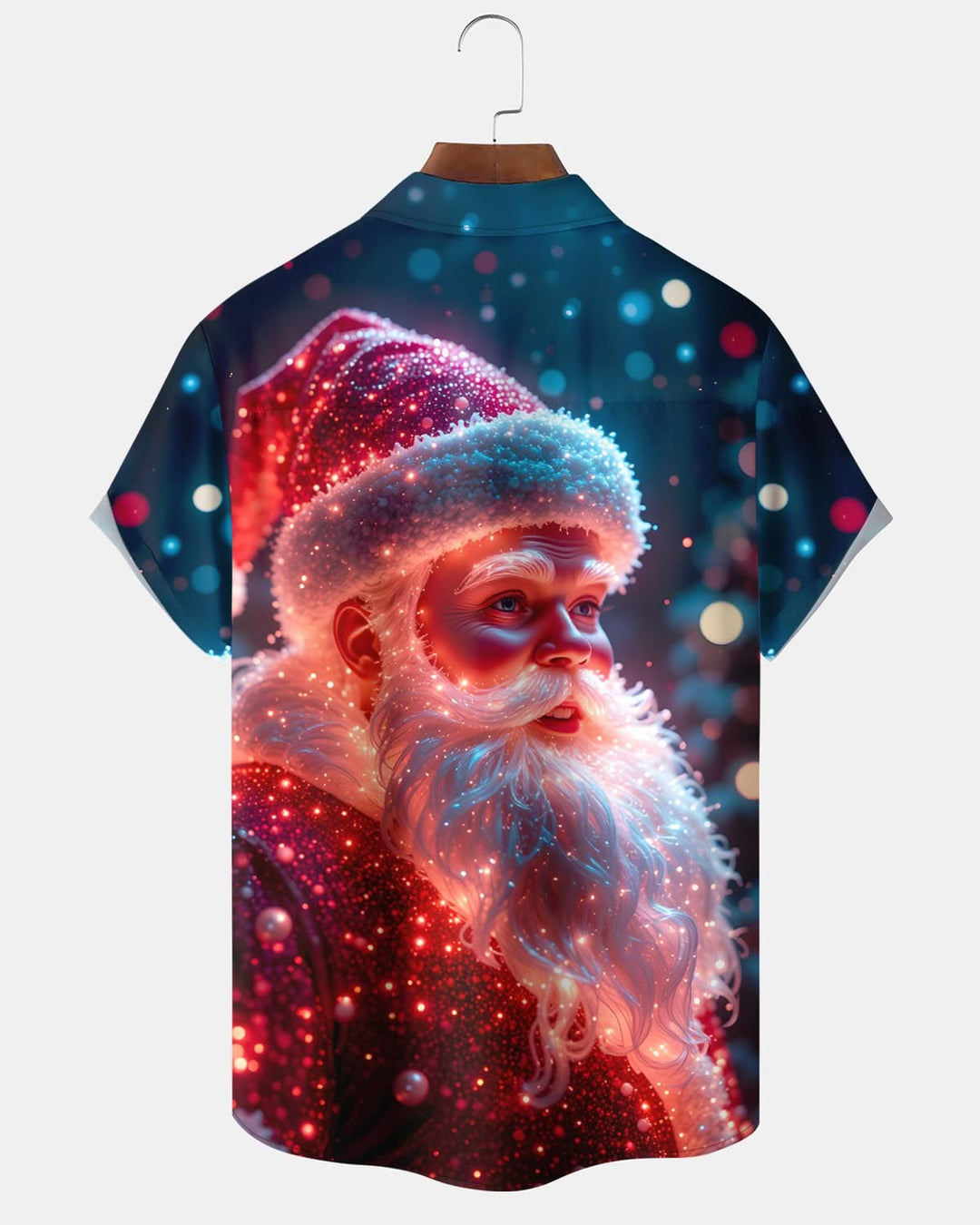Alohadaddy® Holiday Christmas Santa Claus Lights Gradient Casual Short-Sleeve Shirt