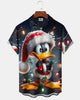 Alohadaddy® Holiday Christmas Lights Cartoon Duck Men's Short-Sleeve Shirt