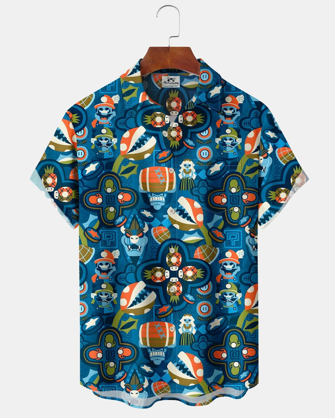 Alohadaddy® Holiday Cartoon Game Super Mario Hawaiian Vacation Beach Men&