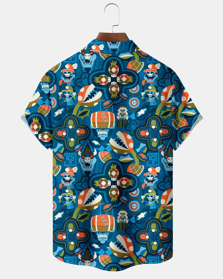 Alohadaddy® Holiday Cartoon Game Super Mario Hawaiian Vacation Beach Men&