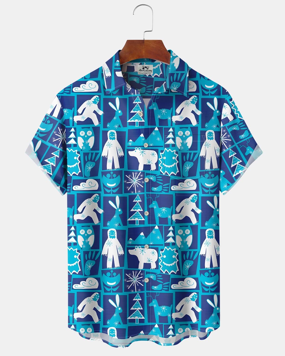 Alohadaddy® Holiday Hawaii Christmas Snowman Vacation Beach Men's Short-Sleeve Shirt