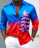 Alohadaddy® Holiday Christmas Tree Abstract 3D Gradient Men's Long-Sleeve Shirt