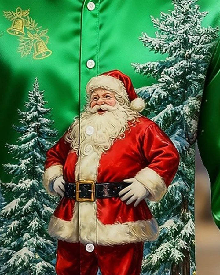 Alohadaddy® Holiday Santa Christmas Tree Vintage Satin Silk Men&