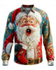 Alohadaddy® Holiday Christmas 3D Surprise Santa Claus Retro Men's Long-Sleeve Shirt
