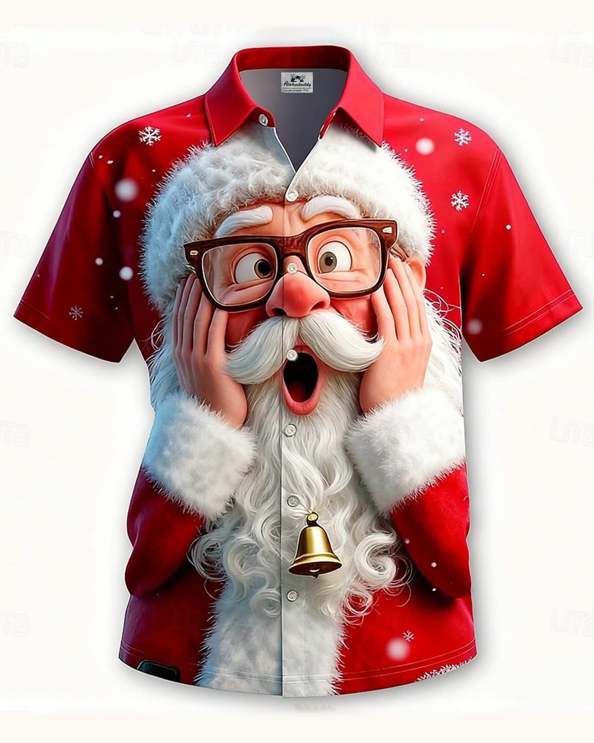 Alohadaddy® Holiday Spooky Santa Claus 3D Christmas Retro Men's Short-Sleeve Shirt